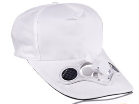 Weiß Baseballkappe mit solarbetriebenem Ventilator
