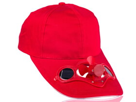Rot Baseballkappe mit solarbetriebenem Ventilator