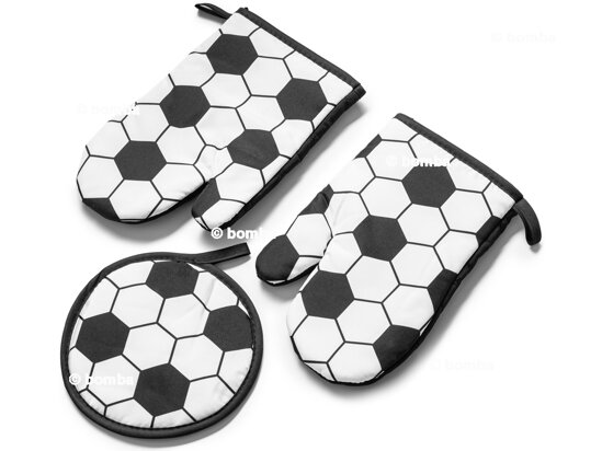 Fußball-Küchenhandschuhe und Untersetzer