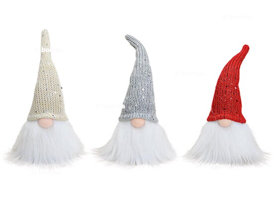 Weihnachtswichtel mit glänzender Mütze - 3 Stück