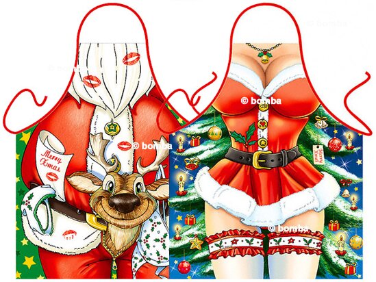 Schürzen Weihnachtsmann und Weihnachtsfrau