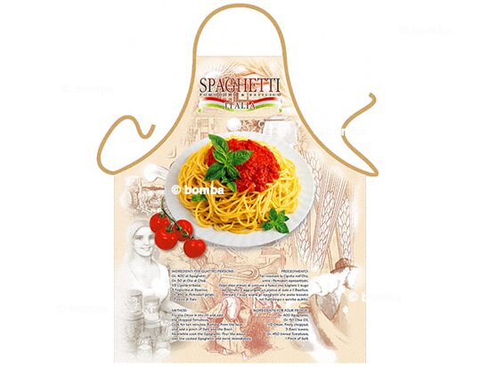 Schürze Spaghetti und Basilikum